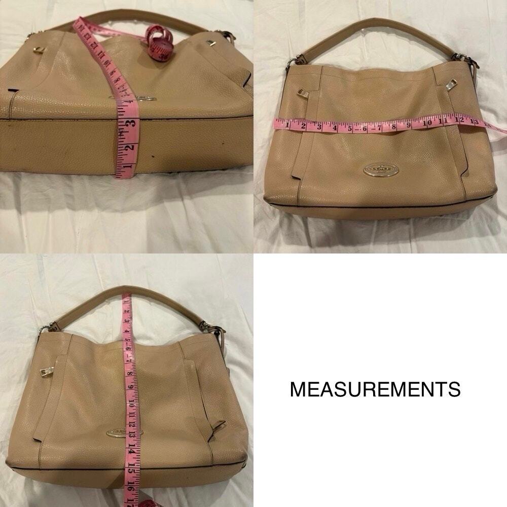 COACH Hobo Pebbled Leather Handbag Front Logo Taupe Kangaroo Pockets H148134312 - Picture 9 of 9